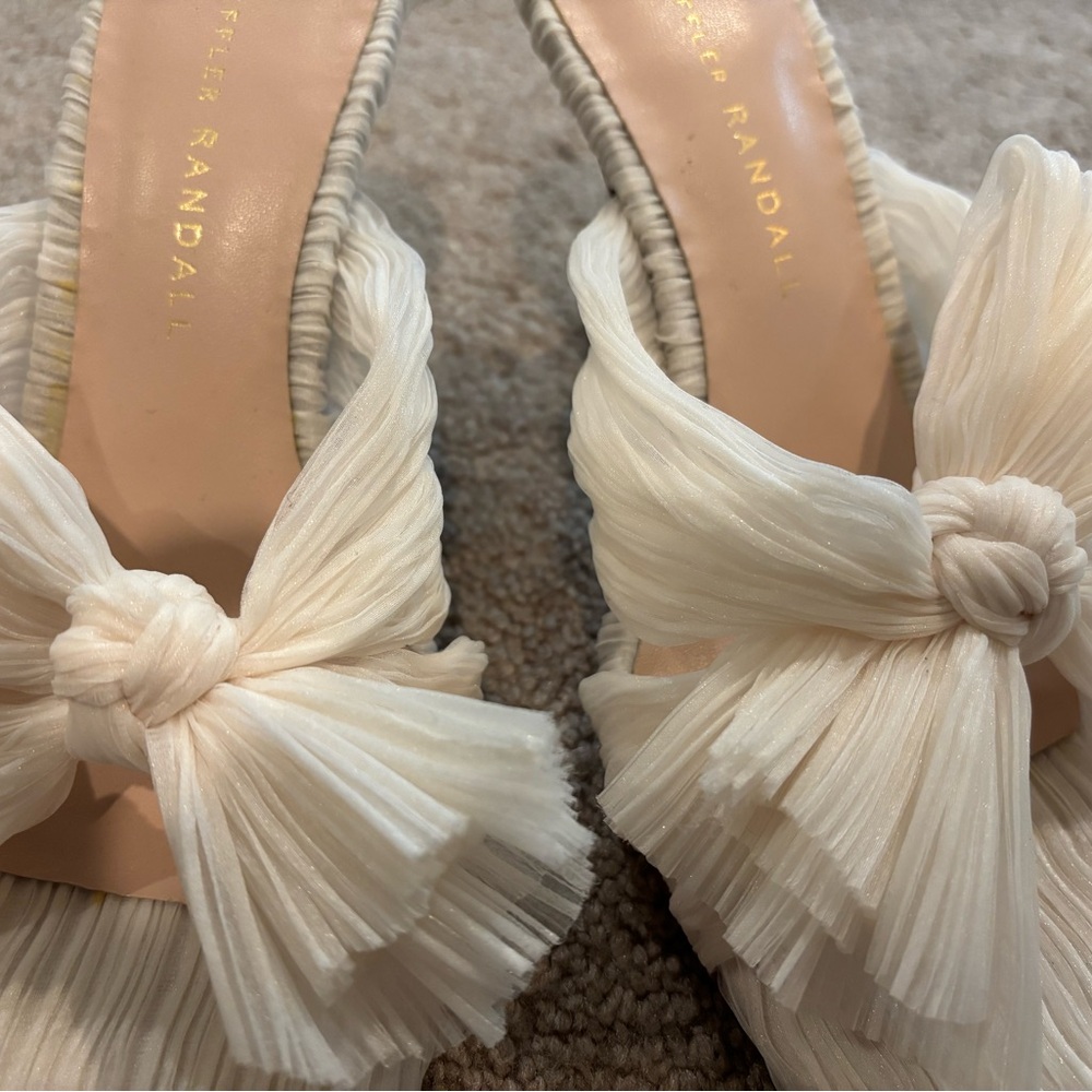 Loeffler Randall White Heeled Mules with Bow Detail - Picture 3 of 9